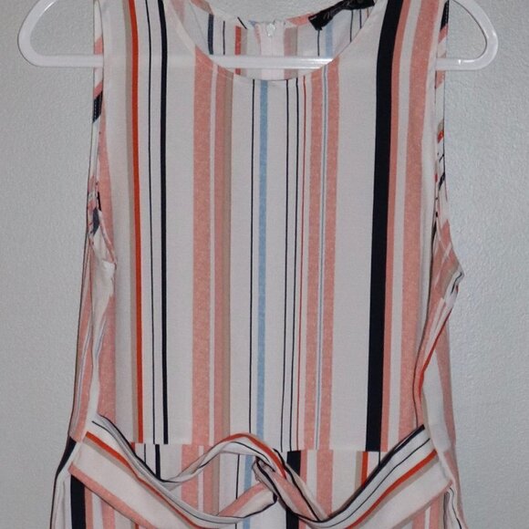 PAPILLION Stripe Knot Detail Wide Leg Sleeveless Jumpsuit Size L - Picture 2 of 6